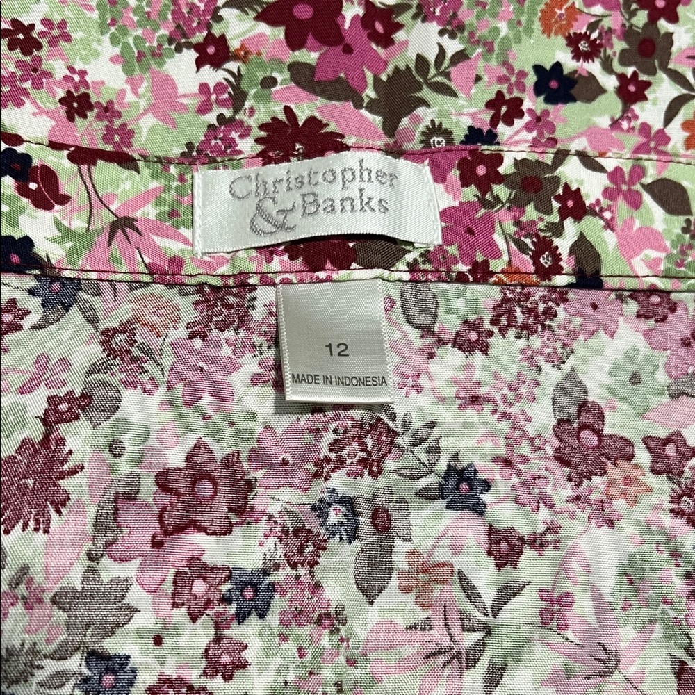 Christopher & Banks Button Down Floral Print Skirt Hemmed size 12 - Picture 3 of 7